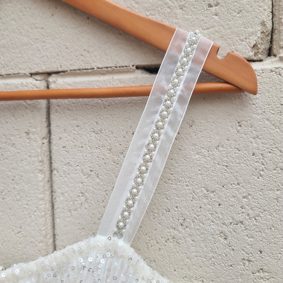 Bronx and Banco | Mademoiselle Bridal Sequin Sparkle Midi Dress Size Medium - Picture 7 of 16